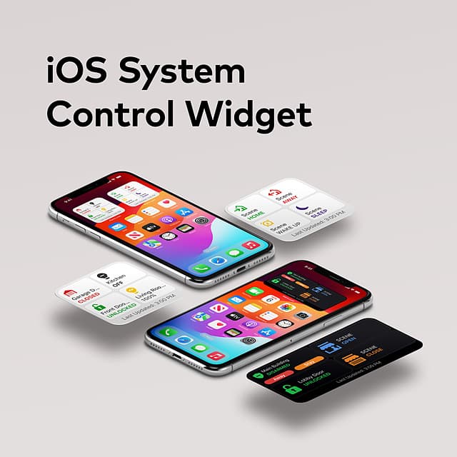 iOS home-screen widgets controlling doors, locks, and scenes